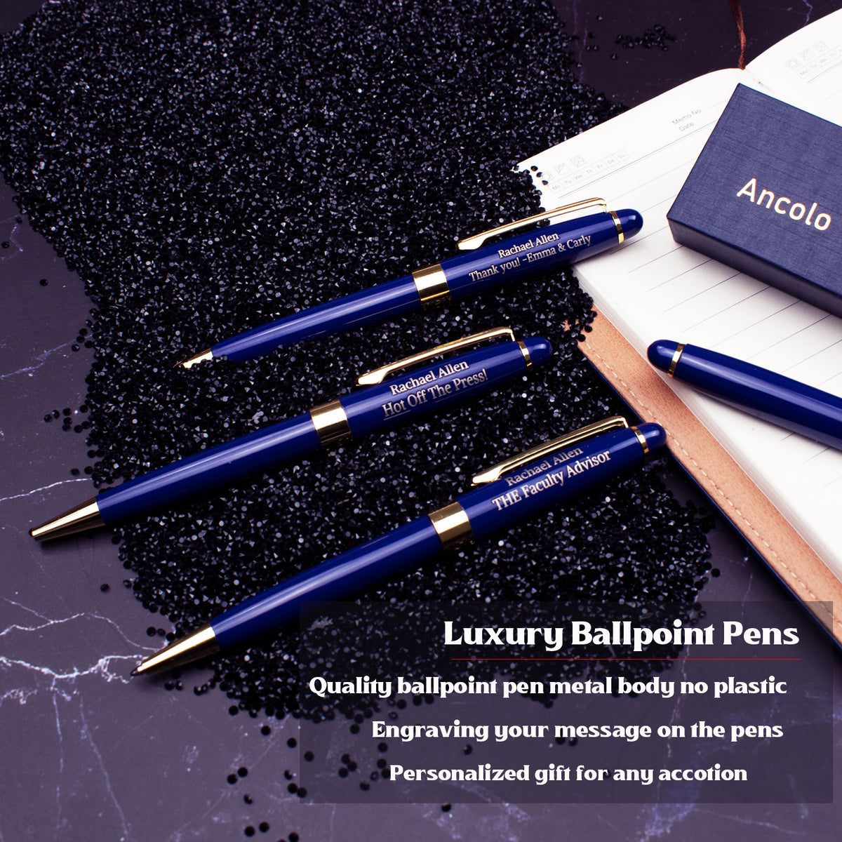 Ancolo Ballpoint Pens Personalized Gift Set with Pen Box 5 PCS