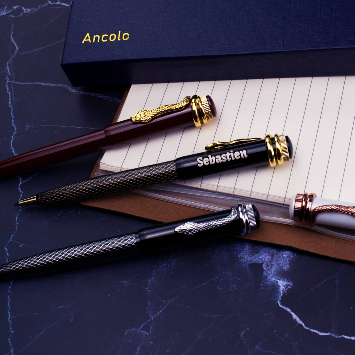 Ancolo Ballpoint Pens Personalized Gift Set with Pen Box 5 PCS