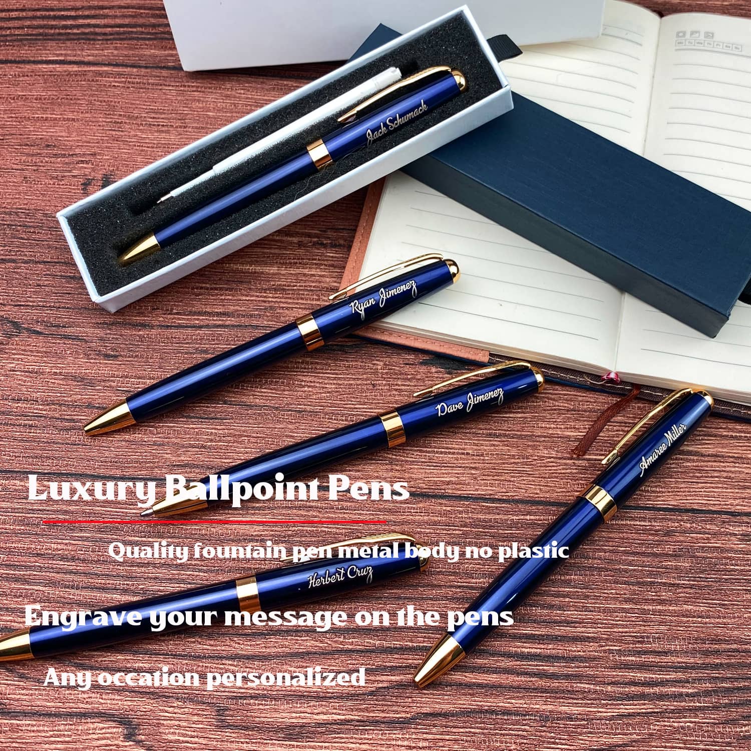 Ancolo Personalized Luxury Ballpoint Pen Writing Set-Stainless Steel Fancy  pens Custom with Your Name or Message, Perfect for